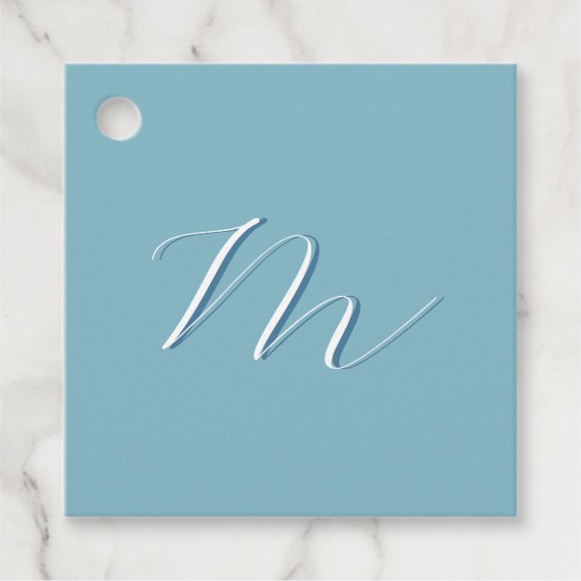 Monogramm Solid Blue Pastel Minimalistisch Berufli Geschenkanhänger (Vorderseite)