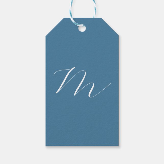 Monogramm Solid Blue Pastel Minimalistisch Berufli Geschenkanhänger (Vorderseite)