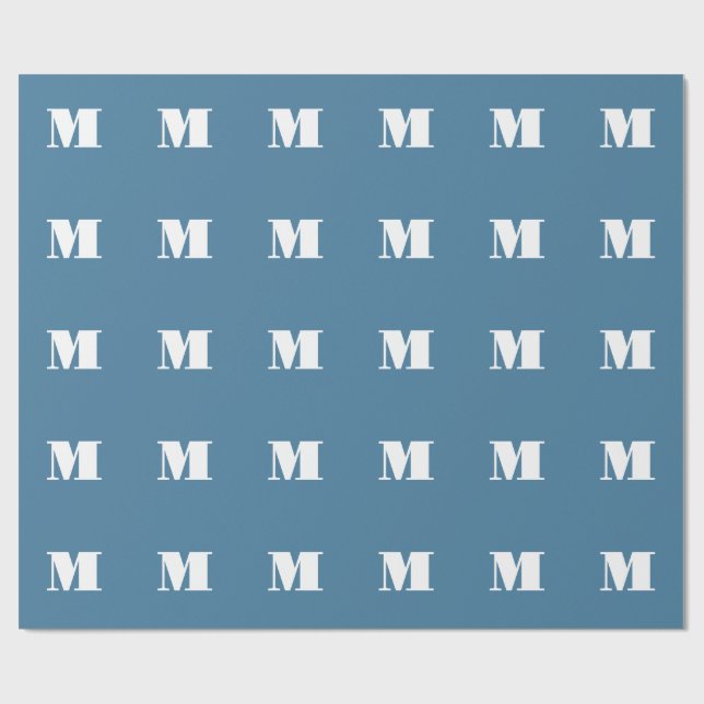 Monogramm Solid Blue Pastel Minimalistisch Berufli Geschenkpapier (Flach)