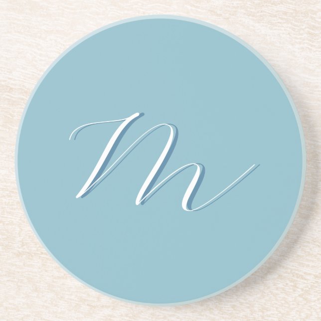 Monogramm Solid Blue Pastel Minimalistisch Berufli Getränkeuntersetzer (Vorne)
