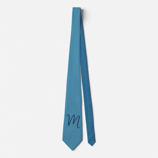 Monogramm Solid Blue Pastel Minimalistisch Berufli Krawatte (Vorderseite)