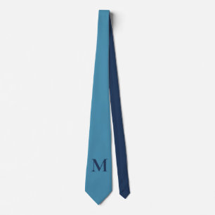 Monogramm Solid Blue Pastel Minimalistisch Berufli Krawatte