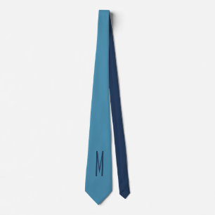 Monogramm Solid Blue Pastel Minimalistisch Berufli Krawatte