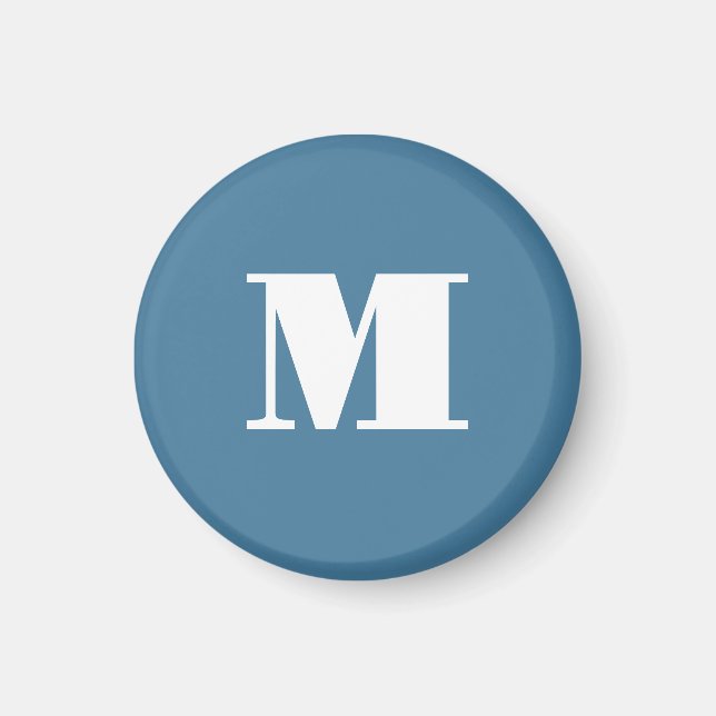 Monogramm Solid Blue Pastel Minimalistisch Berufli Magnet (Vorne)