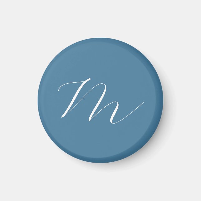 Monogramm Solid Blue Pastel Minimalistisch Berufli Magnet (Vorne)