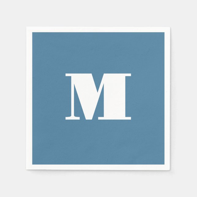Monogramm Solid Blue Pastel Minimalistisch Berufli Serviette (Vorderseite)
