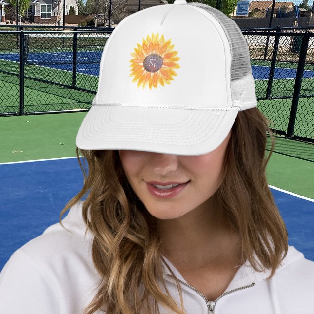 Monogramm Sonnenblume Truckerkappe (Von Creator hochgeladen)