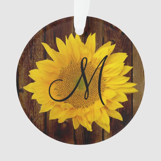 Monogramm-Sonnenblume-Vintage Land-Blume Ornament (Vorderseite)