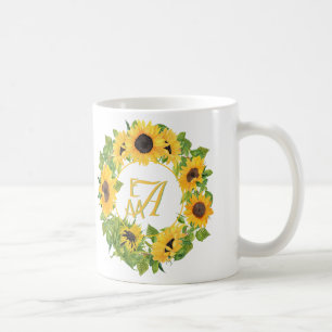 Monogramm Sonnenblumen Muster Dekorativ Kaffeetasse
