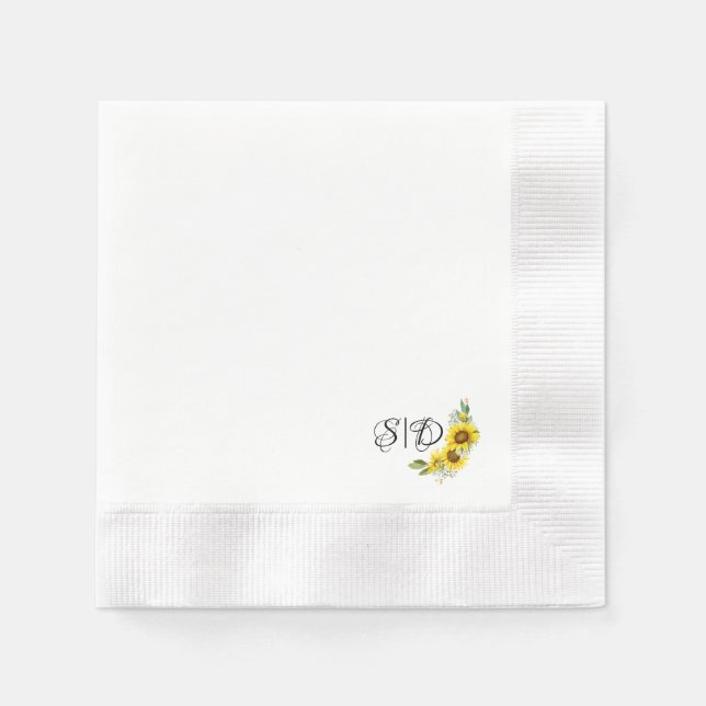 Monogramm Sonnenblumengelb Serviette (Vorderseite)