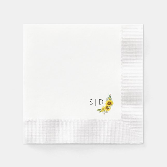 Monogramm Sonnenblumengelb Serviette (Vorderseite)