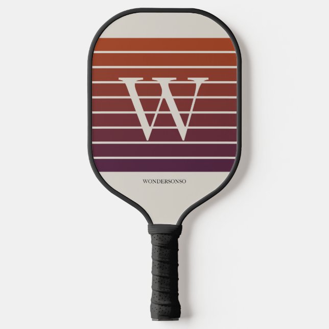 Monogramm Sonnenuntergangsverlauf Pickleball Schläger (Vorderseite)