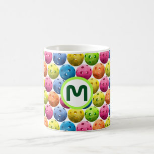 Monogramm-Spaß buntes Pickleball Kaffeetasse