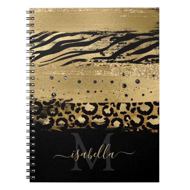 Monogramm Spaß Modern Gold Glitter Schrift Notizblock (Vorderseite)
