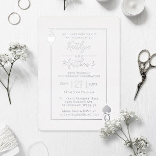 Monogramm-Spielkarte 25. Hochzeitstag Folieneinladung