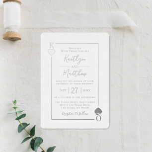 Monogramm-Spielkarten-Hochzeit echtes Silberfolie Folieneinladung