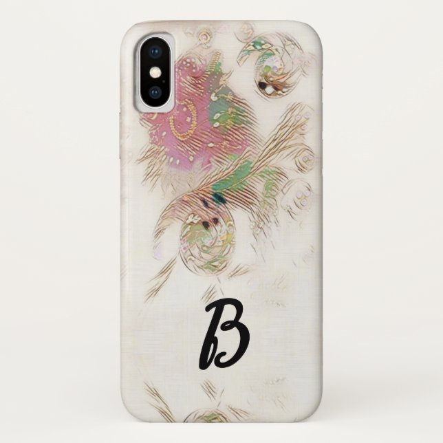 Monogramm Spiralrosa Case-Mate iPhone Hülle (Rückseite)