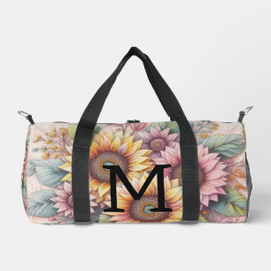 Monogramm-Spitze floral rosa gelb orange Sonnenblu Duffle Bag