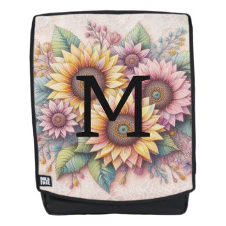 Monogramm-Spitze floral rosa gelb orange Sonnenblu Rucksack