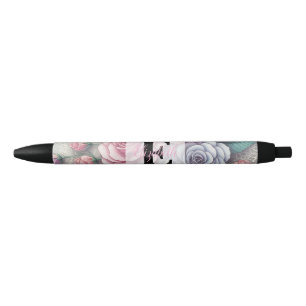 Monogramm-Spitze floral rosa lila blaue Rosen Kugelschreiber