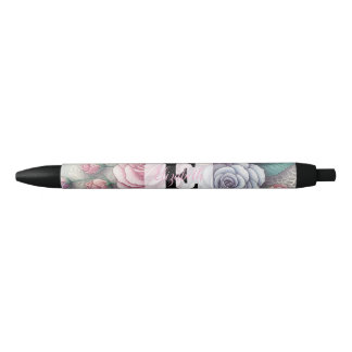 Monogramm-Spitze floral rosa lila blaue Rosen Kugelschreiber