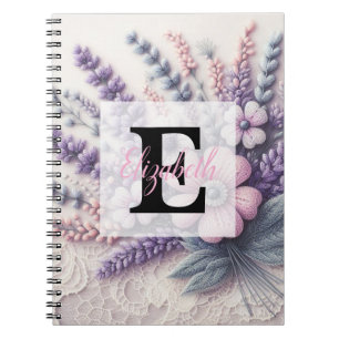 Monogramm-Spitze floral rosa lila lavendel Notizblock