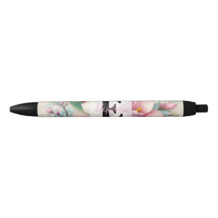 Monogramm-Spitze floral rosa lila Magnolienblüte Kugelschreiber