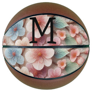Monogramm-Spitze floral rosa pastell Kirschblüte  Basketball