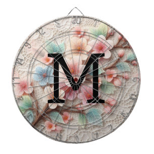 Monogramm-Spitze floral rosa pastell Kirschblüte Dartscheibe