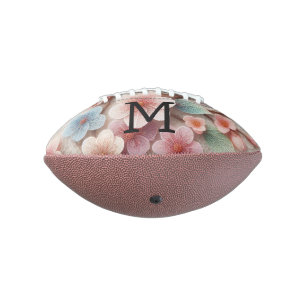 Monogramm-Spitze floral rosa pastell Kirschblüte Football