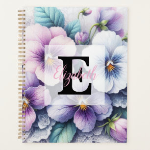 Monogramm-Spitze floral rosa violette Stiefmütterc Planer