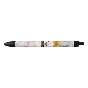 Monogramm-Spitze rosa und gelbe Frühlingsblumen Kugelschreiber