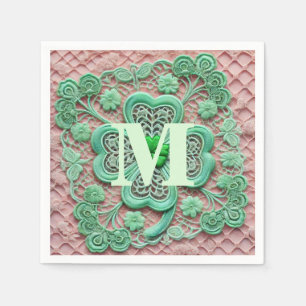 Monogramm Spitzen-grünes Kleeblatt St Patrick's Da Serviette