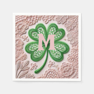 Monogramm Spitzen-grünes Kleeblatt St Patrick's Da Serviette