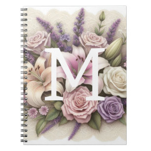 Monogramm Spitzen lila Rose Lavendellilie Notizblock