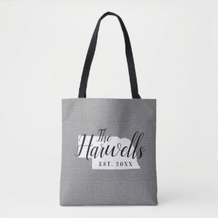 Monogramm-Staat der Nebraska-Familie Tote Bag