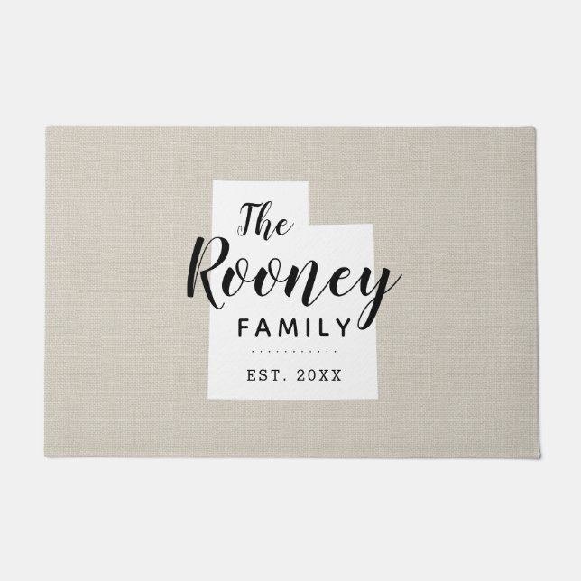 Monogramm-Staat der Utah-Familie Doormat Fußmatte (Vorderseite)