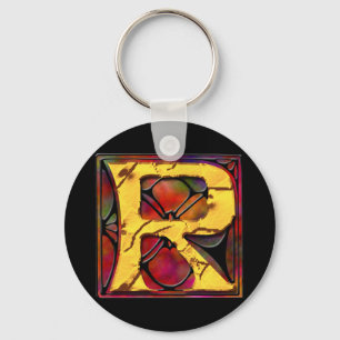 Monogramm: Stainglass R Schlüsselanhänger