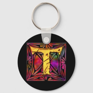 Monogramm: Stainglass T Schlüsselanhänger