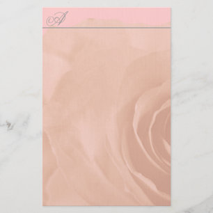Monogramm-Stationerie verblasste Rose auf hellrosa Briefpapier