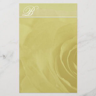 Monogramm-Stationerie verblasste Rose auf Kalkgrün Briefpapier