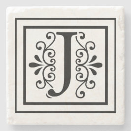 Monogramm-Stein-Untersetzer des Buchstabe-J Steinuntersetzer