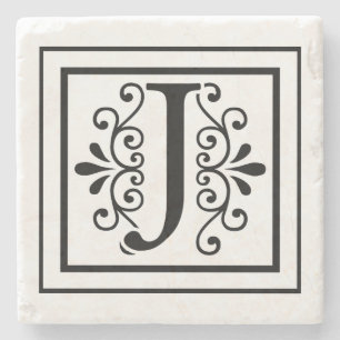 Monogramm-Stein-Untersetzer des Buchstabe-J Steinuntersetzer