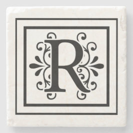 Monogramm-Stein-Untersetzer des Buchstabe-R Steinuntersetzer