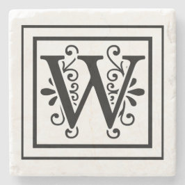 Monogramm-Stein-Untersetzer des Buchstabe-W Steinuntersetzer