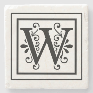 Monogramm-Stein-Untersetzer des Buchstabe-W Steinuntersetzer