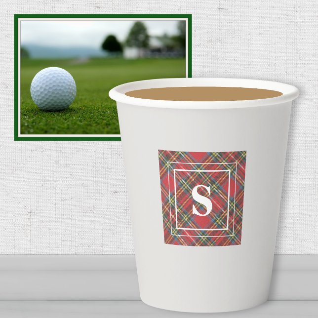 Monogramm, Stewart Tartan Muster, 8oz-Papierups Pappbecher (Von Creator hochgeladen)