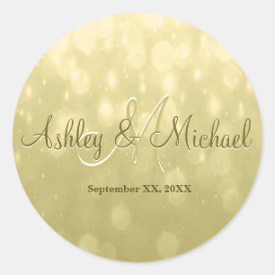 Monogramm-Sticker Gelbes Gold Runder Aufkleber