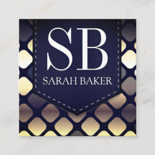 Monogramm Stickerleder   Luxury Geometric Quadratische Visitenkarte
