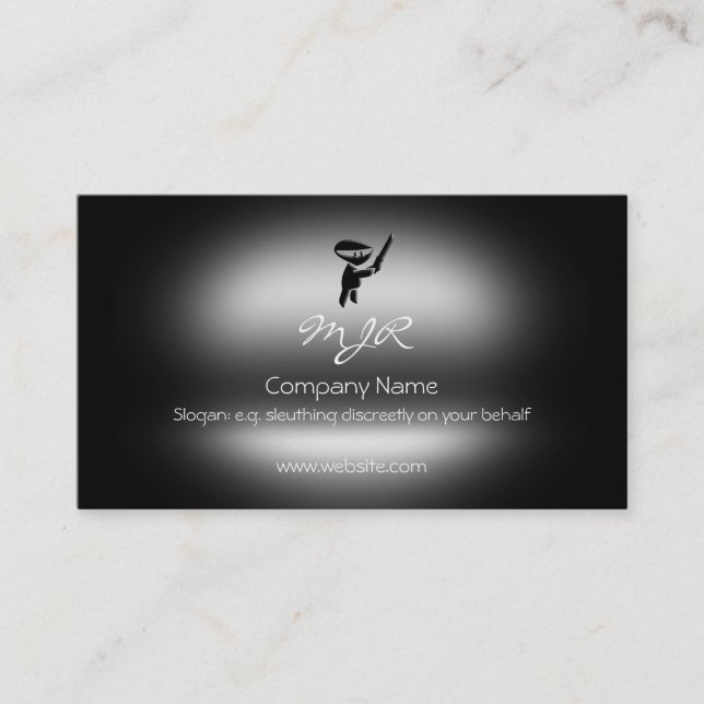 Monogramm, stilles schwarzes ninja, visitenkarte (Vorderseite)